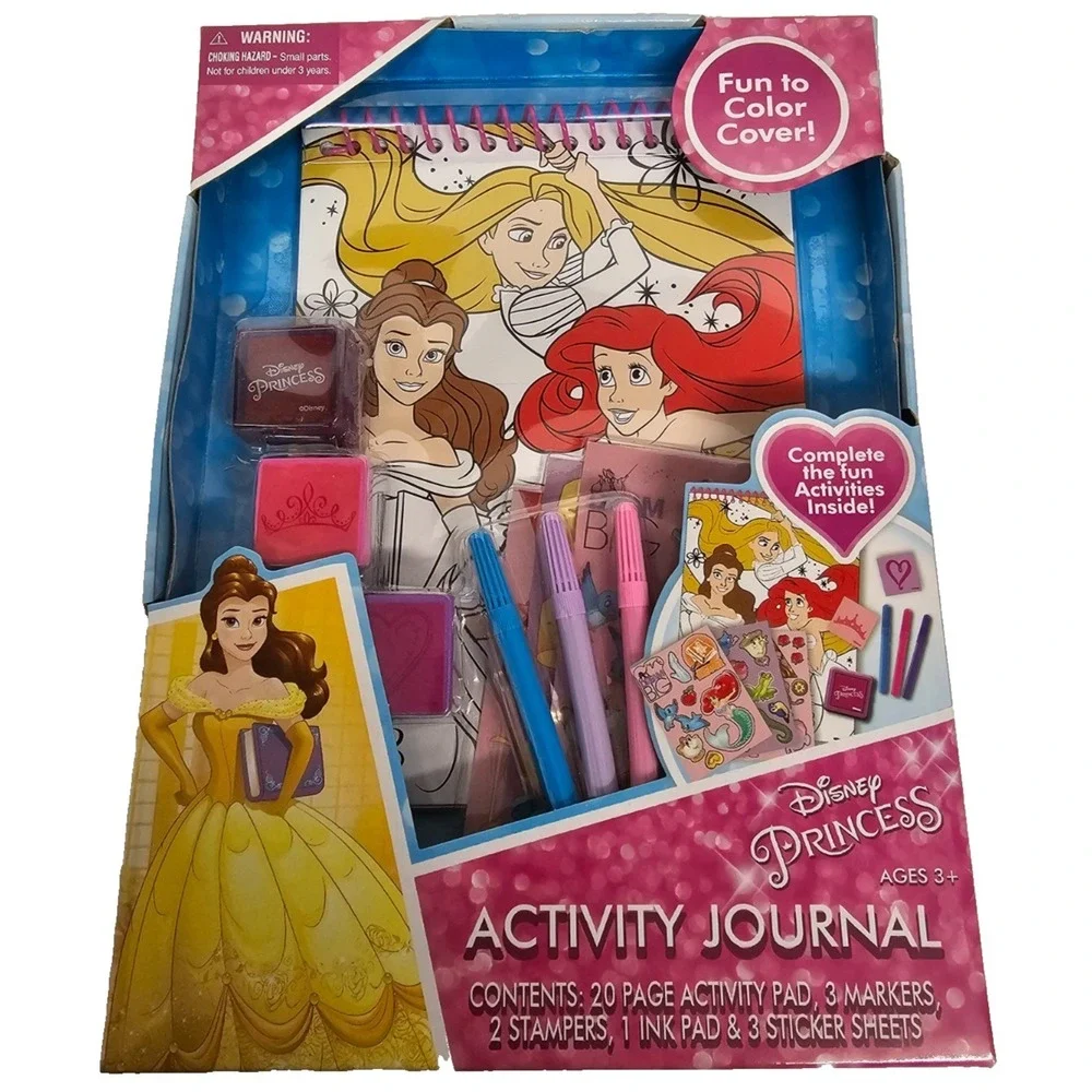 Disney Princess Activity Journal Pad markers ink stickers Ariel Belle Rapunzel